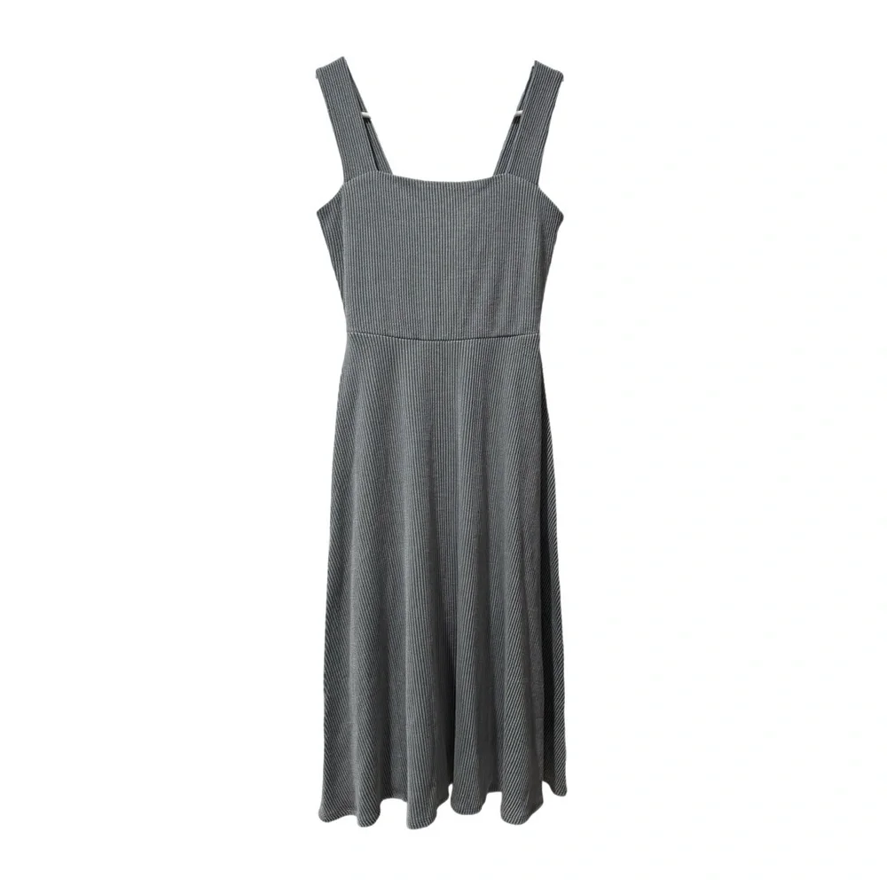 Nine Britton Stitch Fix Sleeveless Square Neck Ribbed Midi Dress Blue Sz Medium - Picture 5 of 12